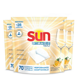 Pack de 3 - Sun Capsules Lave-Vaisselle Optimum Pure Tout En 1 Savon de...