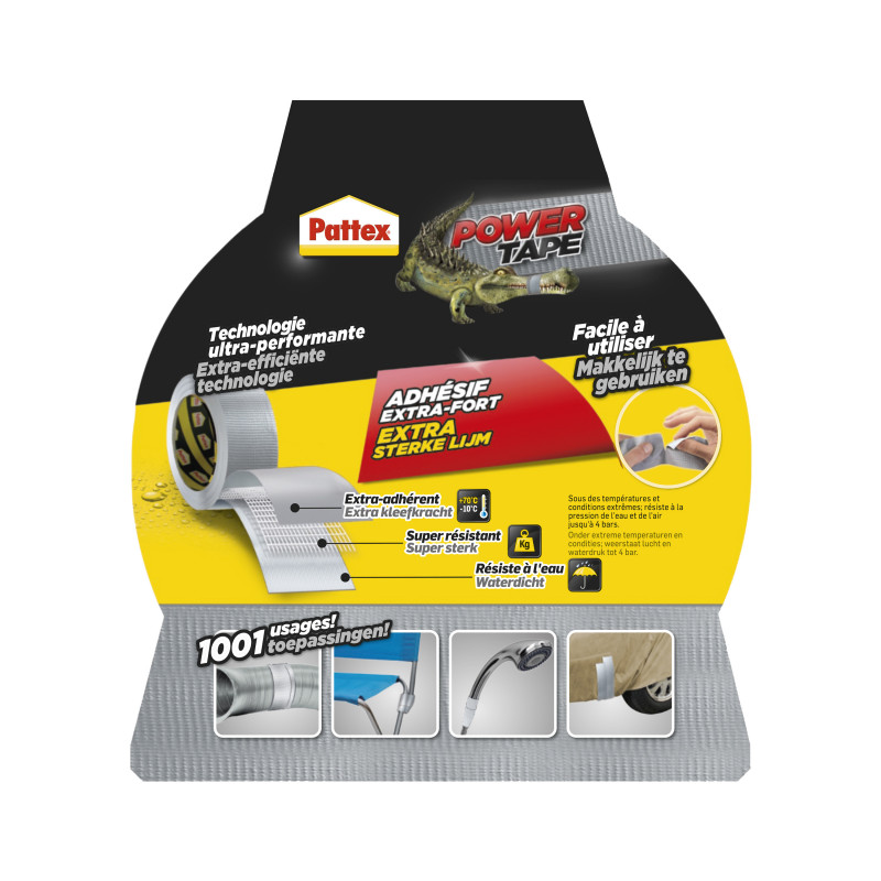 Pack de 2 - Pattex - Adhésif Réparation Power Tape Gris Etui 25M
