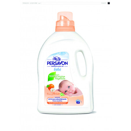 PERSAVON Lessive Bébé Hypoallergénique Extraits d'Abricot BIO 1485 mL 27 Lavages