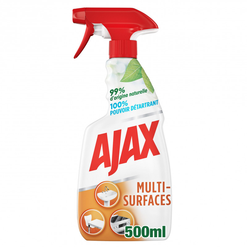 Pack de 12 - Ajax - Nettoyant Ménager Multi Surfaces Multi-Usages Spray - 500ml