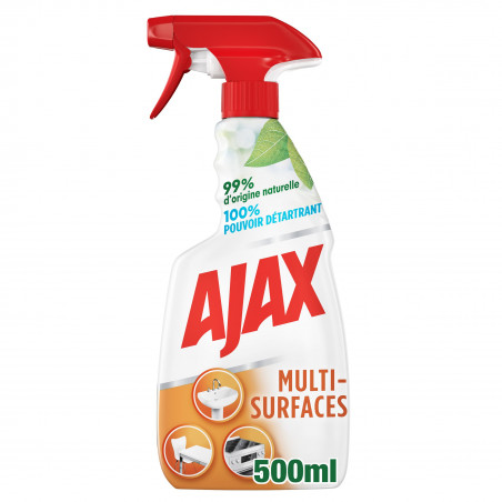 Pack de 12 - Ajax - Nettoyant Ménager Multi Surfaces Multi-Usages Spray - 500ml