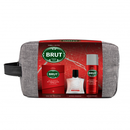 BRUT Coffret Trousse Eau de Toilette, Déodorant & Après-Rasage Attraction Totale x1