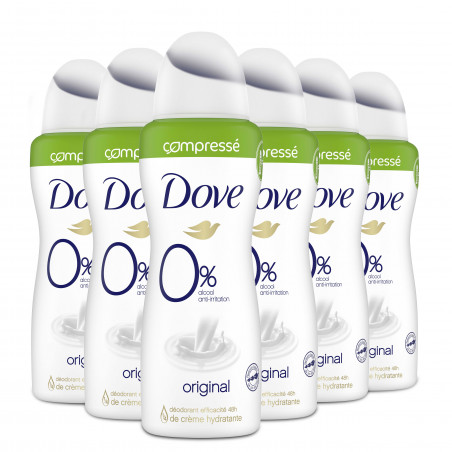 Pack de 6 - Dove 0% Déodorant Femme Spray Compressé Original 100ml