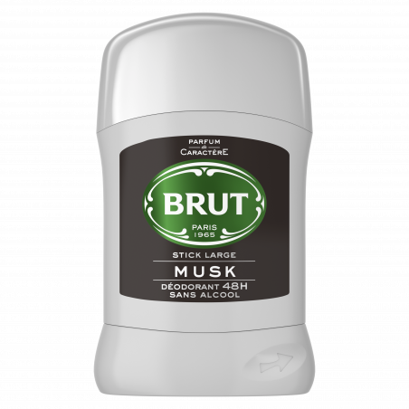 Brut Musk Déodorant Homme Stick Antibactérien Large Original 48h Sans Alcool 50ml