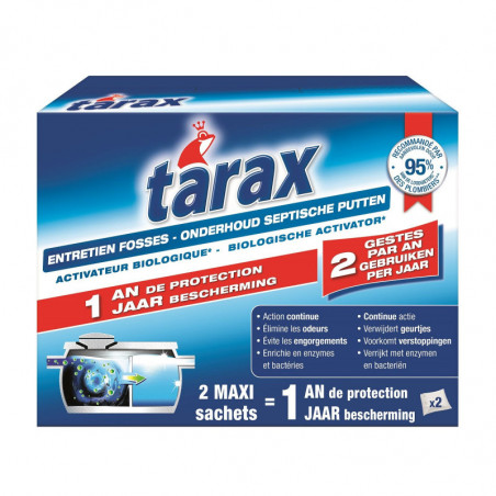 Tarax Traitement pour Fosses - Activateur Biologique - 1 AN - 2 sachets poudre 2x200g