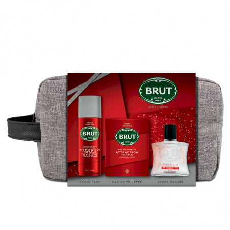 Brut Coffret Trousse Attraction Totale Eau de Toilette 100ml - Déodorant 200ml & Après Rasage 100ml