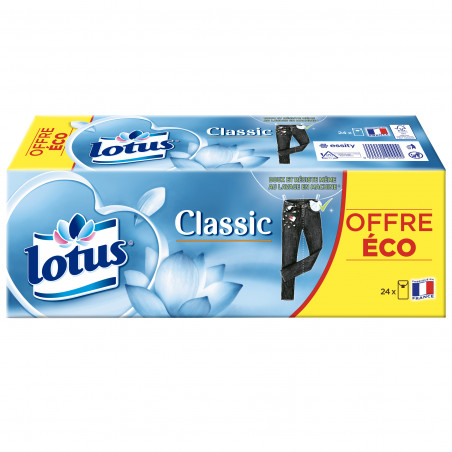 24 Etuis Mouchoirs Lotus Blancs Classic