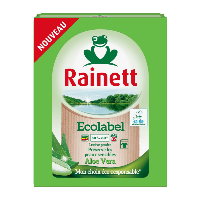 Pack de 2 - Rainett Lessive Poudre Ecolabel Aloe Vera 2,345 kg - 35 lavages