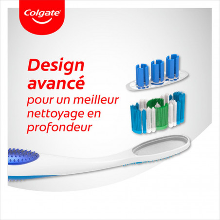 Pack de 12 - Brosse à dents Colgate 360 25% Plast Recy Medium Tripack