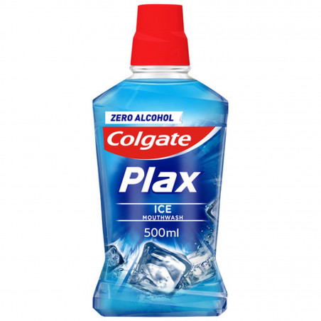 Pack de 12 - Bain de bouche sans alcool Colgate Plax Ice Splash Fraîcheur - 500ml