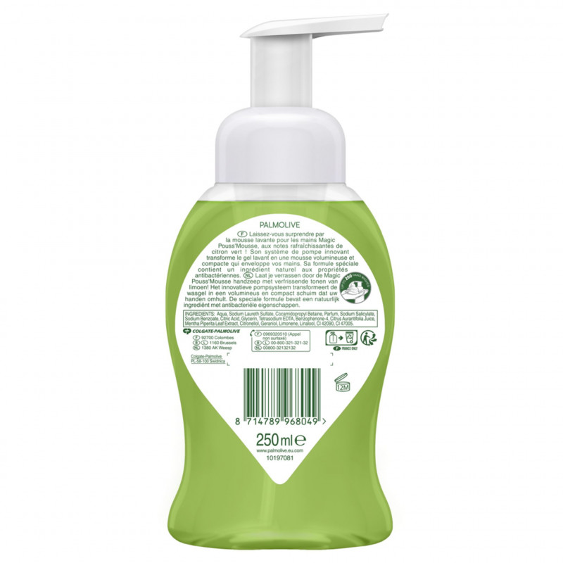 Pack de 12 - Savon liquide Mains Palmolive Pouss' Mouss Citron pompe - 250ml