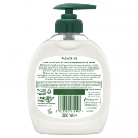 Pack de 12 - Savon liquide Mains Palmolive Soin délicat Amande & lait pompe - 300ml