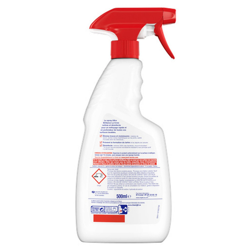 Pack de 12 - Produit Ménager La Croix Salle de Bain Spray Désinfectant Javel - 500ml