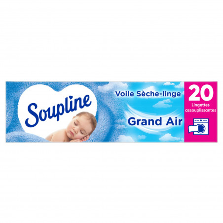 Pack de 12 - Voile Sèche Linge Adoucissant Soupline Grand Air - 20 lingettes
