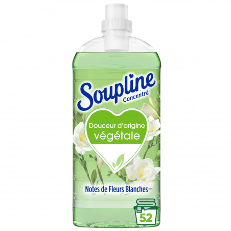 Pack de 12 - Adoucissant concentré Soupline Douceur végétale Notes de Fleurs blanches 52 lavages - 1,3L