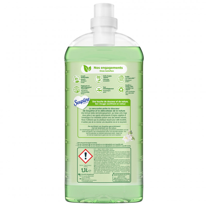 Pack de 12 - Adoucissant concentré Soupline Douceur végétale Notes de Fleurs blanches 52 lavages - 1,3L