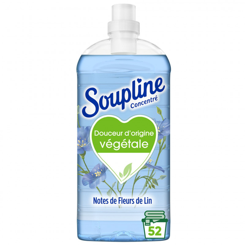 Pack de 12 - Adoucissant Soupline Douceur végétale  Notes de Fleurs de Lin 52 lavages - 1,3L