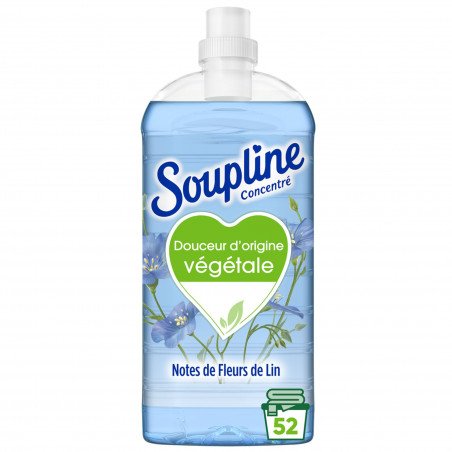 Pack de 12 - Adoucissant Soupline Douceur végétale  Notes de Fleurs de Lin 52 lavages - 1,3L