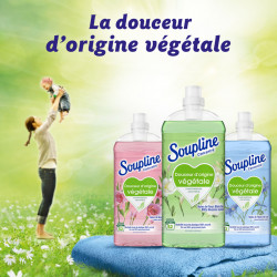 Pack de 12 - Adoucissant Soupline Douceur végétale  Notes de Fleurs de Lin 52 lavages - 1,3L