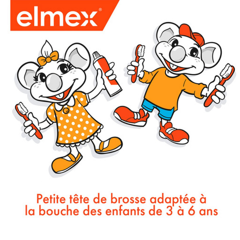 Pack de 12 - Elmex - Brosse à dents souple elmex® Anti-Caries Enfants 3-6 ans & Dentifrice 12ml