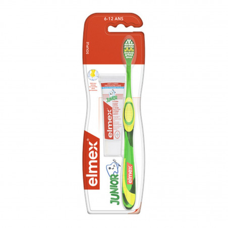 Pack de 12 - Elmex - Brosse à dents souple elmex® Anti-Caries Junior 6-12 ans & Dentifrice 12ml