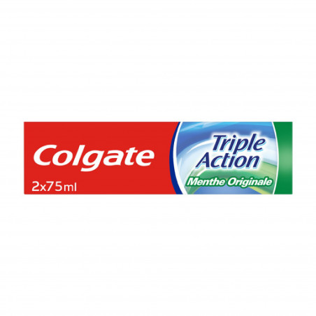 Lot Dentifrice Colgate Triple Action Menthe Originale - 2x75ml