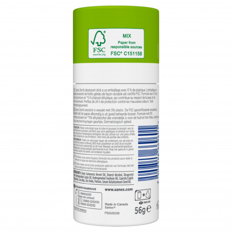 Déodorant solide Sanex Zéro 0% Respect & Control - 56g