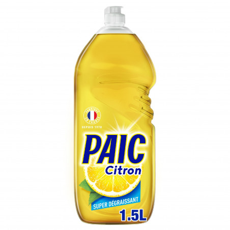 Liquide Vaisselle Paic Citron - Origine Naturelle - Super dégraissant - 1,5L