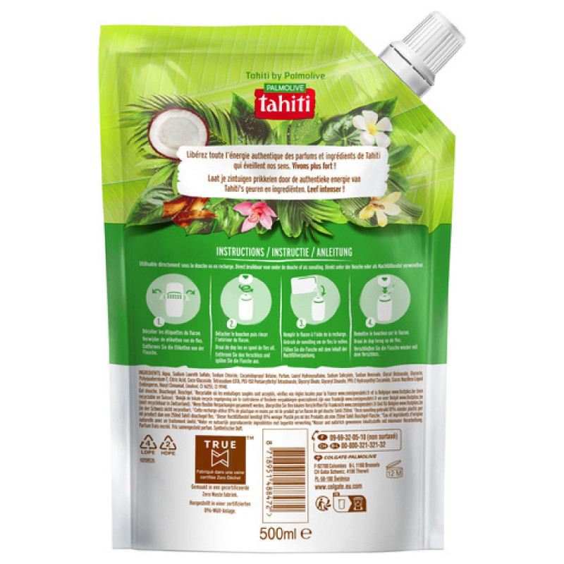 Lot de 12 Eco recharges Gel douche Tahiti Coco - 500ml