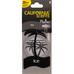 California Scent - Palmier format Papier suspendu senteur Fraicheur Glacée, pack de 4.