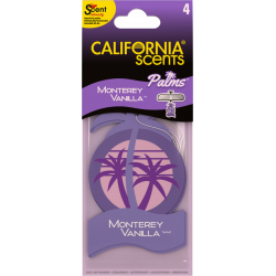 California Scent - Palmier format Papier suspendu senteurVanille de Monterey, pack de 4.