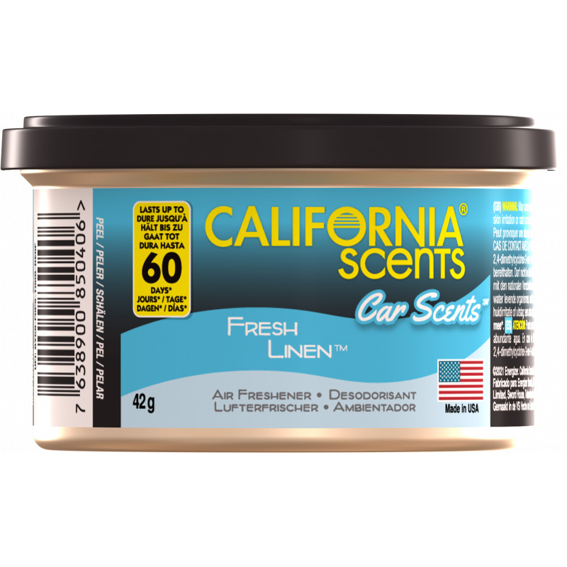 California Scent - Format Canette a poser dans l'habitacle de la
 voiture - Senteur Linge Frais. X12