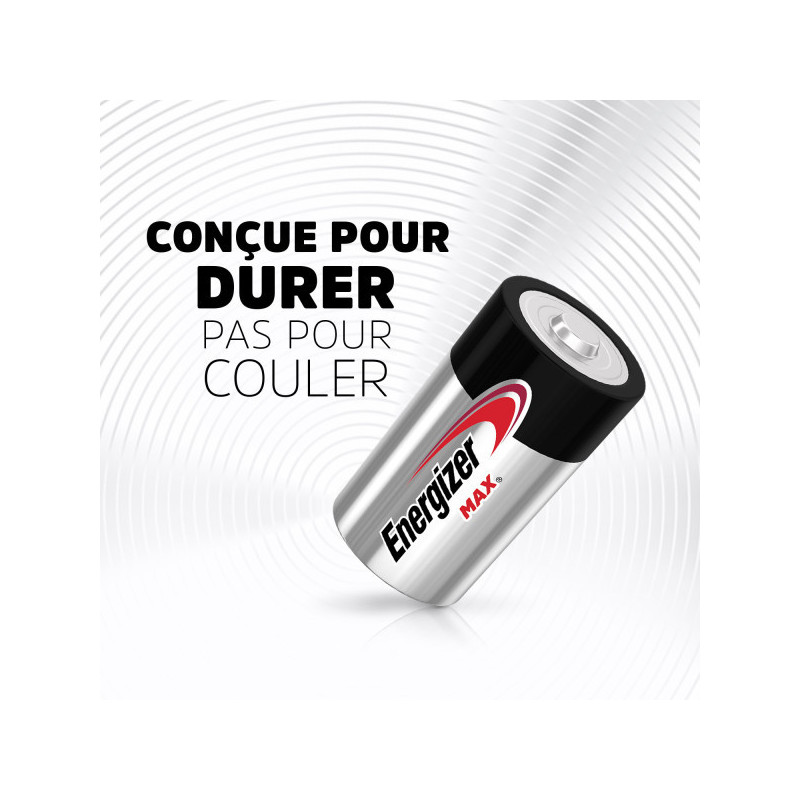 Pack de 4 - Energizer Max Alcaline D/LR20, pack de 2 Piles