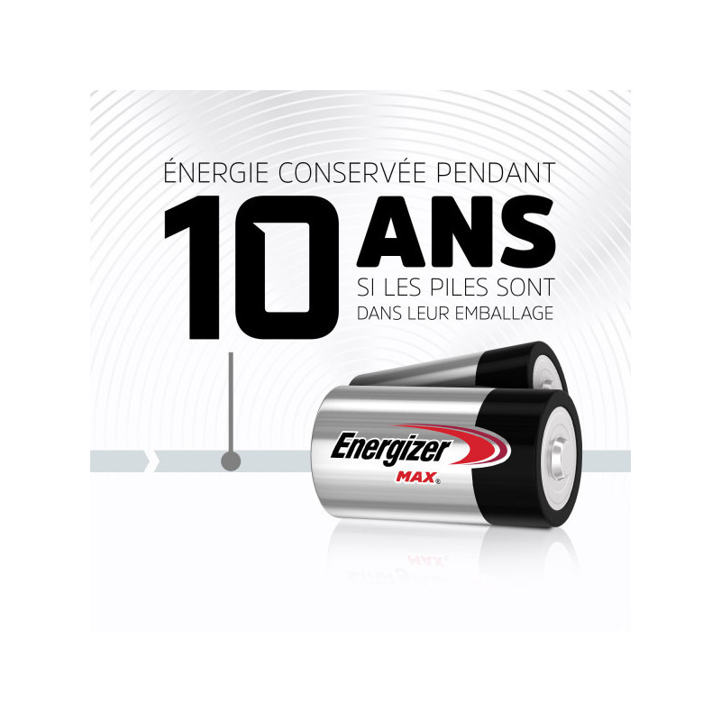 Pack de 4 - Energizer Max Alcaline D/LR20, pack de 2 Piles
