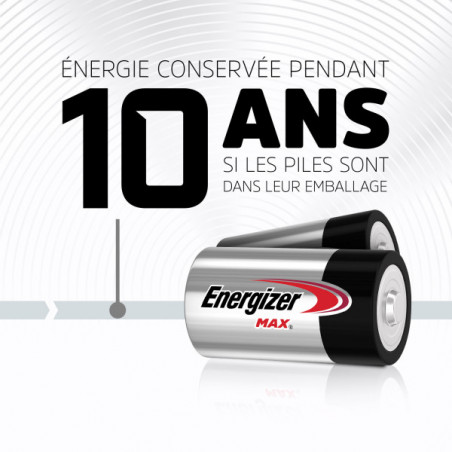 Pack de 4 - Energizer Max Alcaline D/LR20, pack de 2 Piles