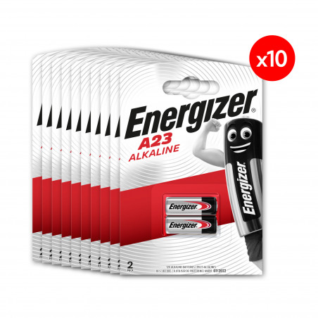 Pack de 10 - Energizer Pile Alcaline A23/23A, pack de 2 Piles