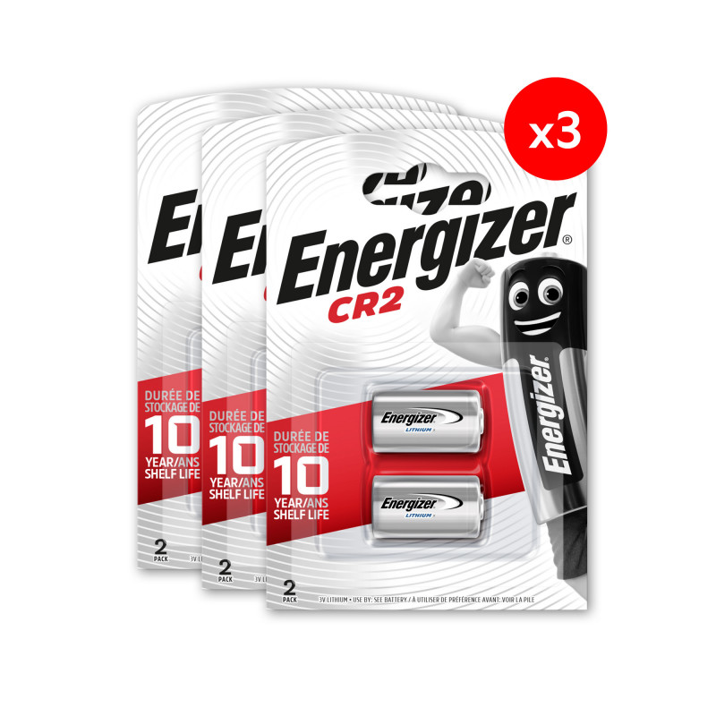 Pack de 3 - Energizer Pile Lithium CR2, pack de 2 Piles