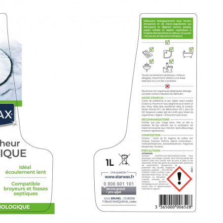 Starwax - Deboucheur Biologique Canalisations 1L