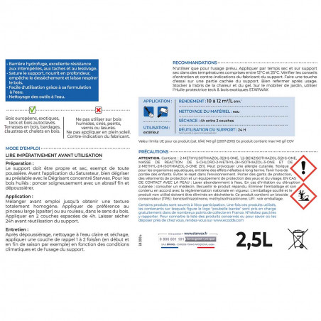 Starwax - Saturateur Application Facile Phase Aqueuse Incolore 2,5L