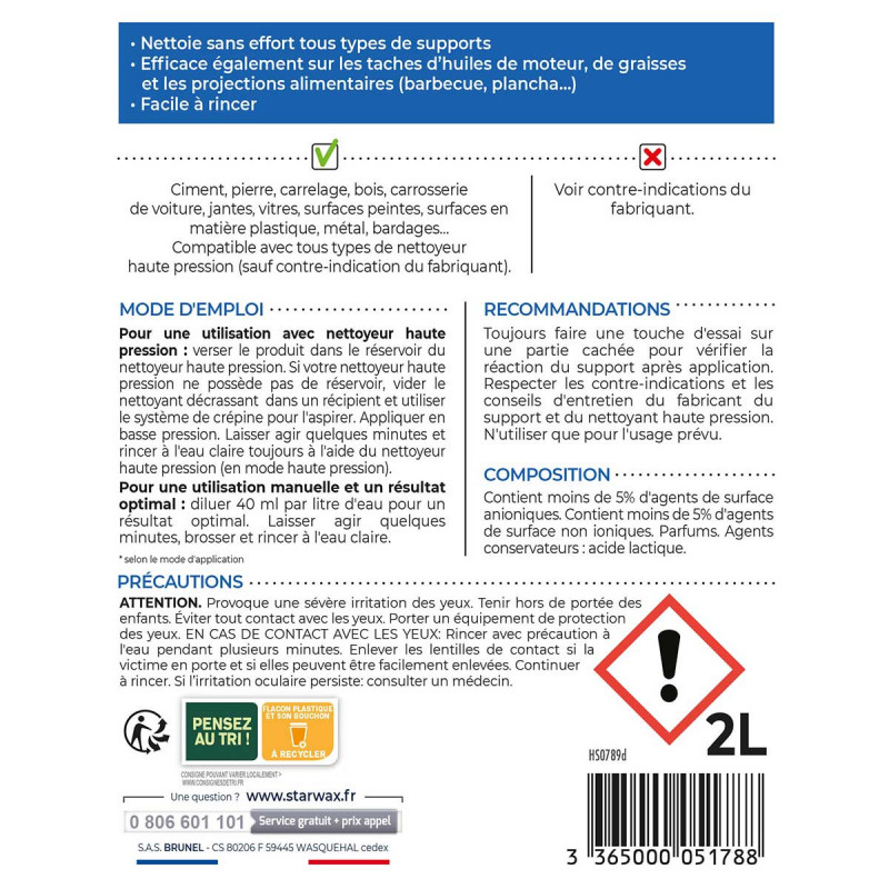Starwax - Nettoyant Decrassant Exterieur 2L