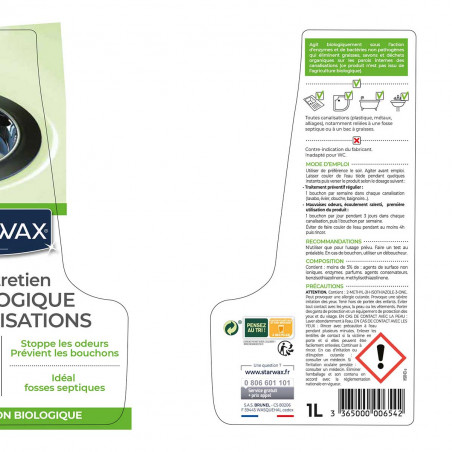 Pack de 2 - Starwax - Entretien Biologique Canalisations 1L