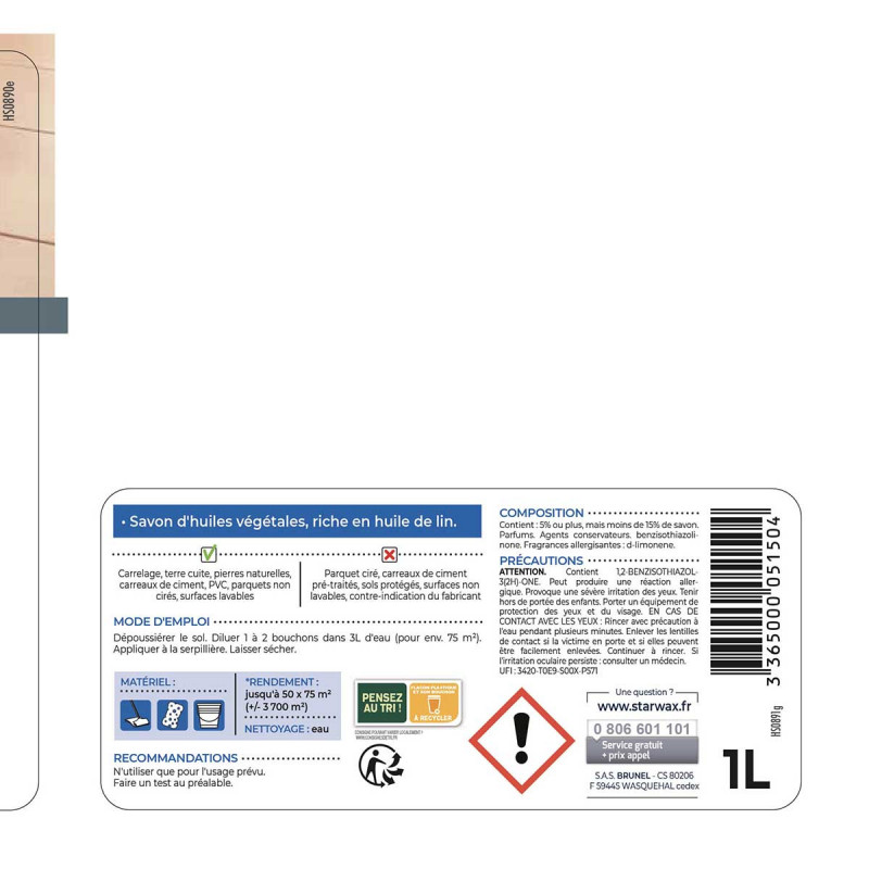 Pack de 3 - Starwax - Savon Noir A L'Huile De Lin  1L