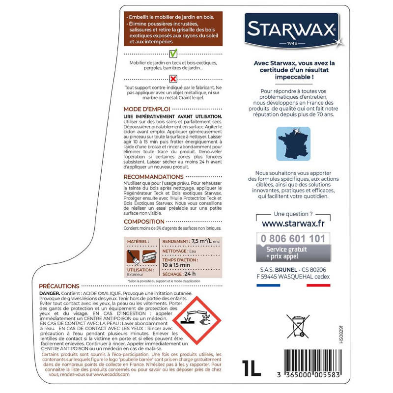 Pack de 2 - Starwax - Nettoyant Degrisant Teck Et Bois Exotiques 1L