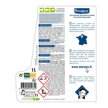 Pack de 2 - Starwax - Nettoyant Desinfectant Surodorant Animal 1L