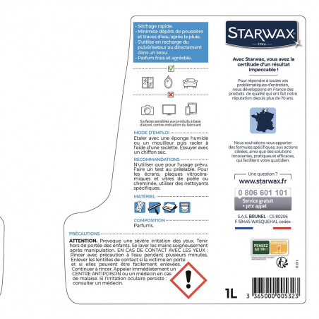 Pack de 3 - Starwax - Special Vitres Anti-Traces A L'Alcool 1L Pack de 3 - Starwax - Special Vitres Anti-Traces A L'Alcool 1L
