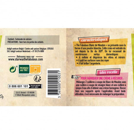 Pack de 2 - Starwax Fabulous - Blanc De Meudon 480Gr Fabulous