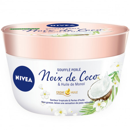 Baume Soufflé Perlé corps hydratant NIVEA Huile de Monoi et Noix de Coco pour peaux extra sèches et tiraillées 200ml