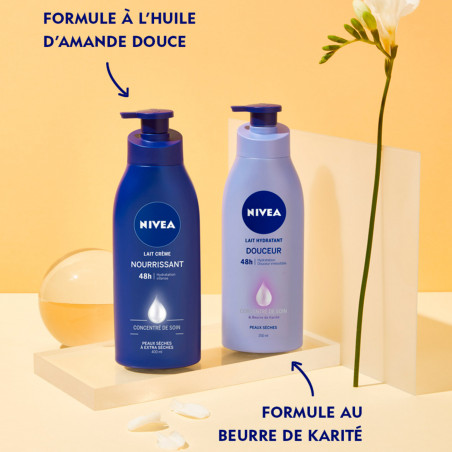 Lait corps hydratant 48H NIVEA Beurre de Karité pour peaux extra sèches et tiraillées  400ml