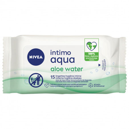 Lingettes Hygiène Intime NIVEA à l’eau d’Aloe Vera INTIMO AQUA 15 lingettes