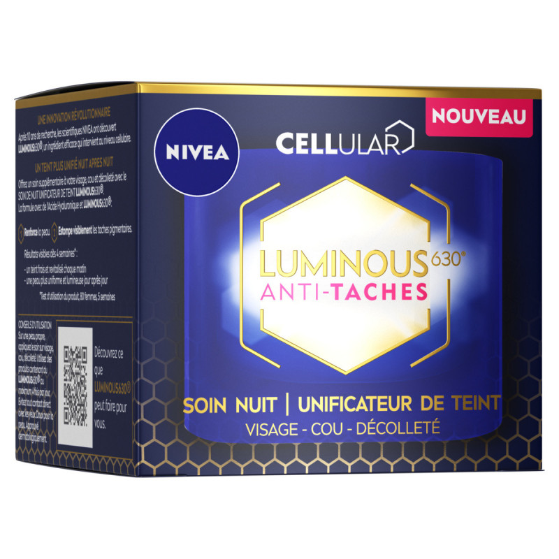 Soin de nuit unificateur de teint Visage Cou Décolleté NIVEA Anti-Taches CELLULAR LUMINOUS630 50ml